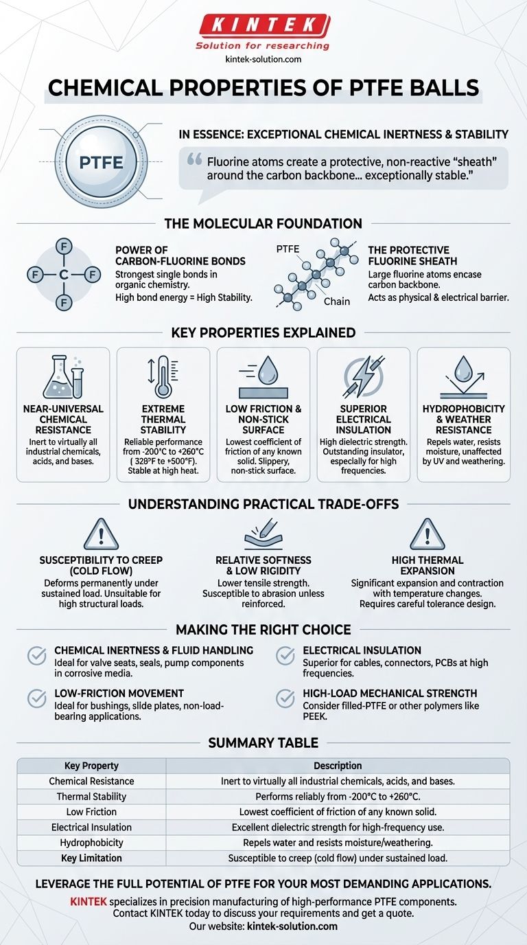 What are the key chemical properties of PTFE balls? Unmatched Chemical & Thermal Stability Visual Guide