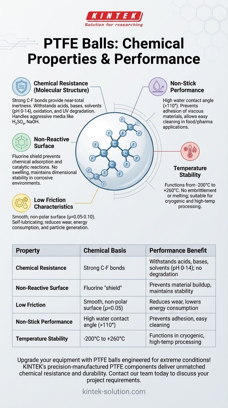 How do the chemical properties of PTFE balls influence their performance? Unmatched Durability in Harsh Environments Visual Guide