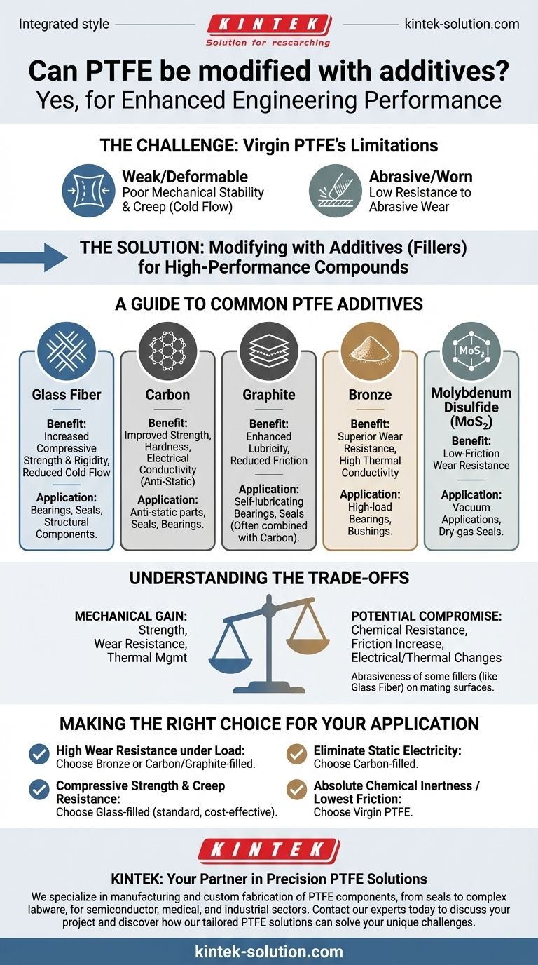 Il PTFE può essere modificato con additivi? Migliorare le prestazioni per applicazioni esigenti Guida Visiva
