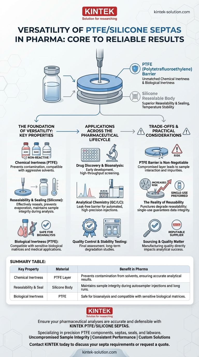 Каковы универсальные применения септ из ПТФЭ/силикона в фармацевтике? Обеспечение целостности проб от открытия до контроля качества Визуальное руководство