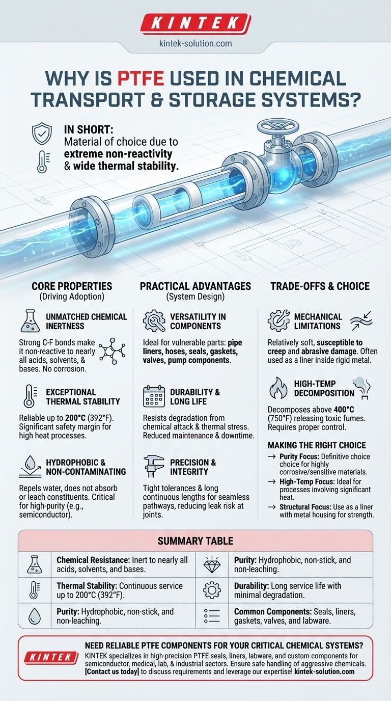 Why is PTFE used in chemical transport and storage systems? Unmatched Chemical & Thermal Resistance Visual Guide