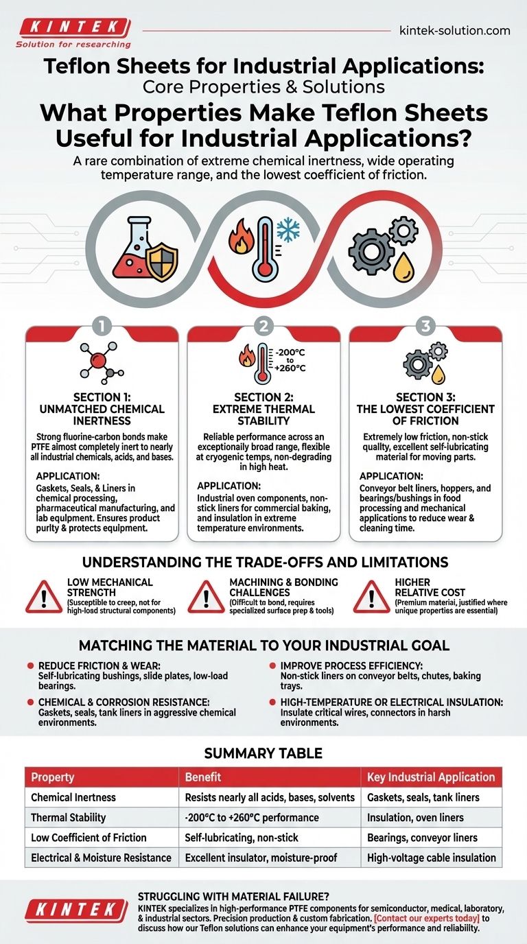 ¿Qué propiedades hacen que las láminas de Teflón sean útiles para aplicaciones industriales? Resuelven desafíos de fricción, calor y químicos Guía Visual