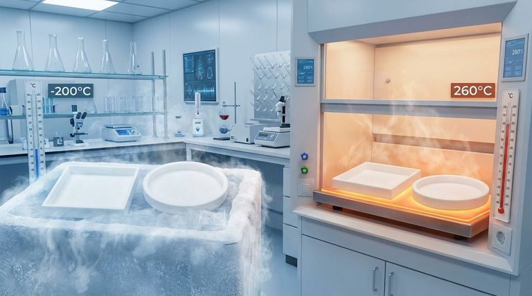 What are the temperature limits for the PTFE bottle? Ensure Safety from -200°C to 260°C