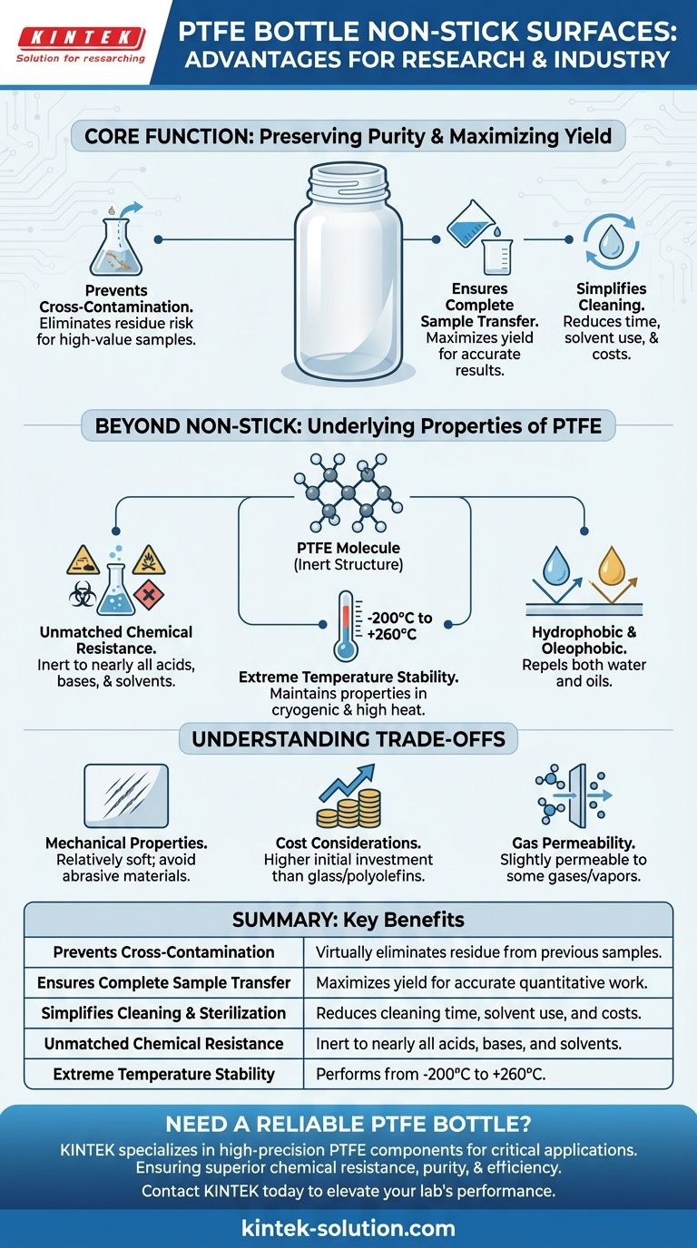 What are the advantages of the PTFE bottle's non-stick surface? Ensure Purity and Efficiency in Your Lab Visual Guide