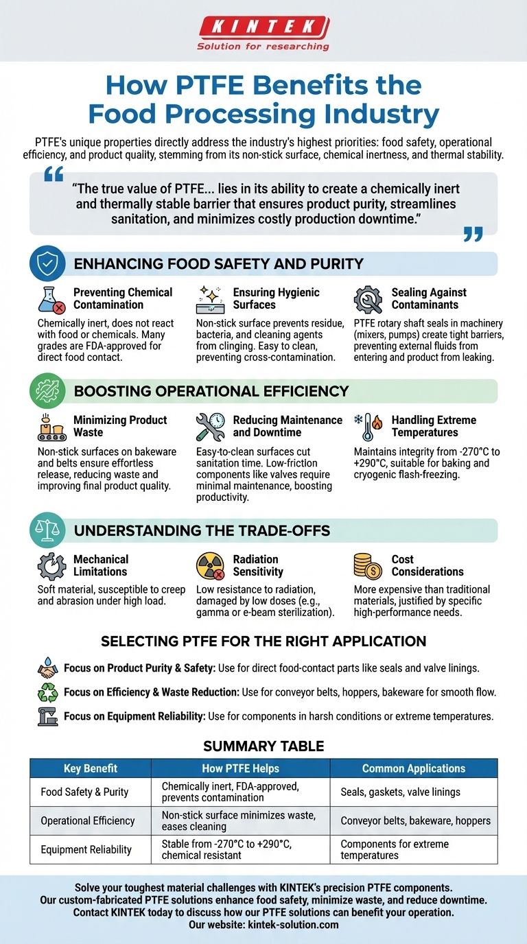 PTFE는 식품 가공 산업에 어떻게 이점을 제공합니까? 안전, 효율성 및 순도 향상 시각적 가이드