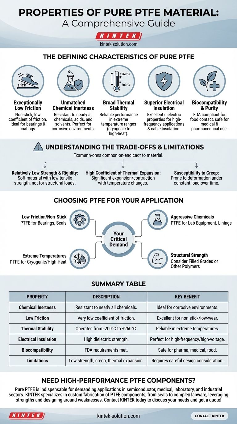 Welche Eigenschaften hat reines PTFE-Material? Erschließen Sie überlegene chemische und thermische Leistung Visuelle Anleitung