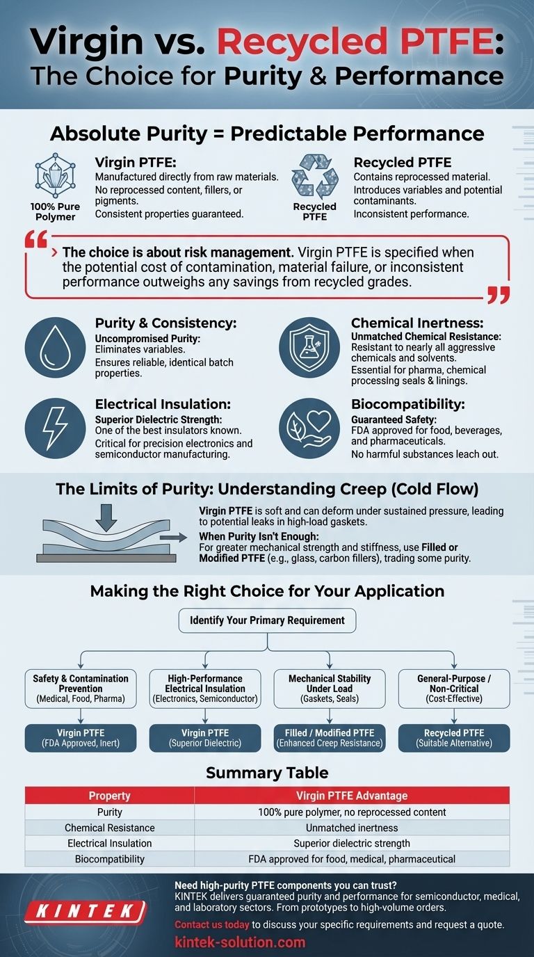 특정 응용 분야에서 버진 PTFE가 선호되는 이유는 무엇입니까? 중요한 성능을 위한 순도 보장 시각적 가이드