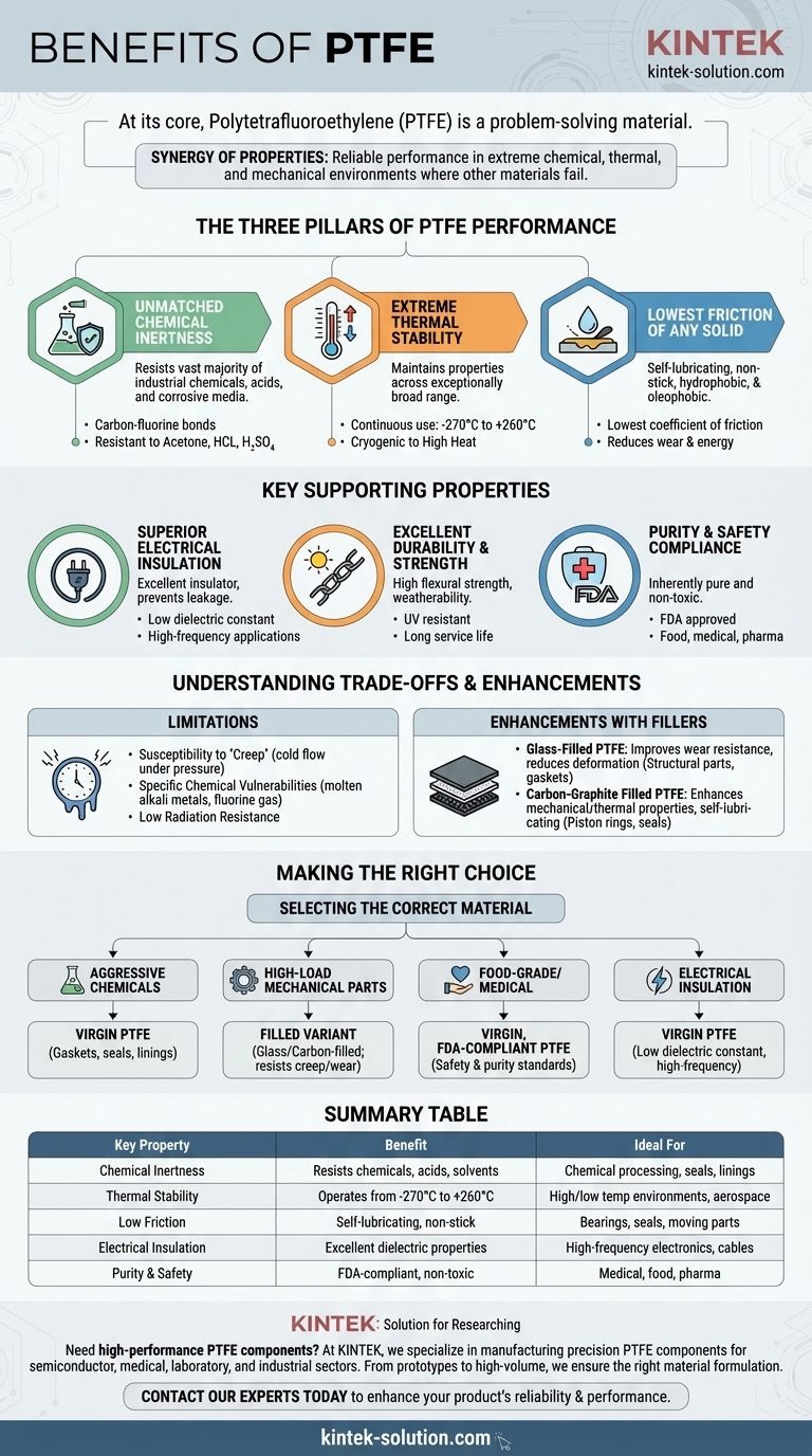 Quali sono i vantaggi dell'utilizzo del PTFE? Ottieni prestazioni senza pari in ambienti estremi Guida Visiva