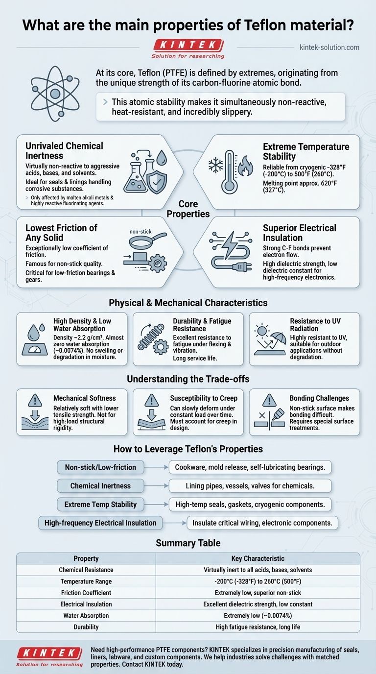 What are the main properties of Teflon material? Unrivaled Chemical Resistance & Non-Stick Performance Visual Guide