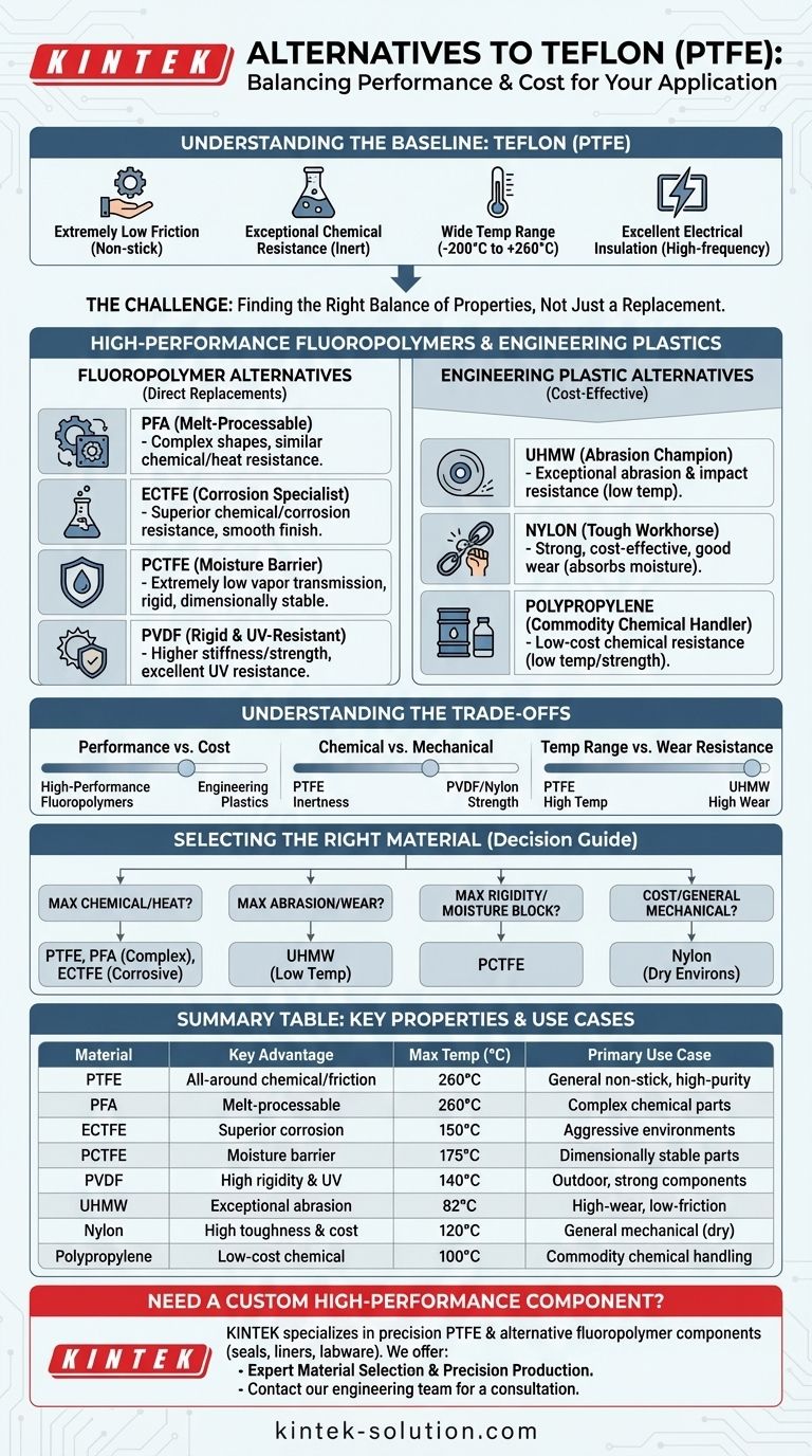 테프론의 대안 재료와 그 특성은 무엇인가요? 귀하의 응용 분야에 적합한 고성능 폴리머를 찾아보세요 시각적 가이드
