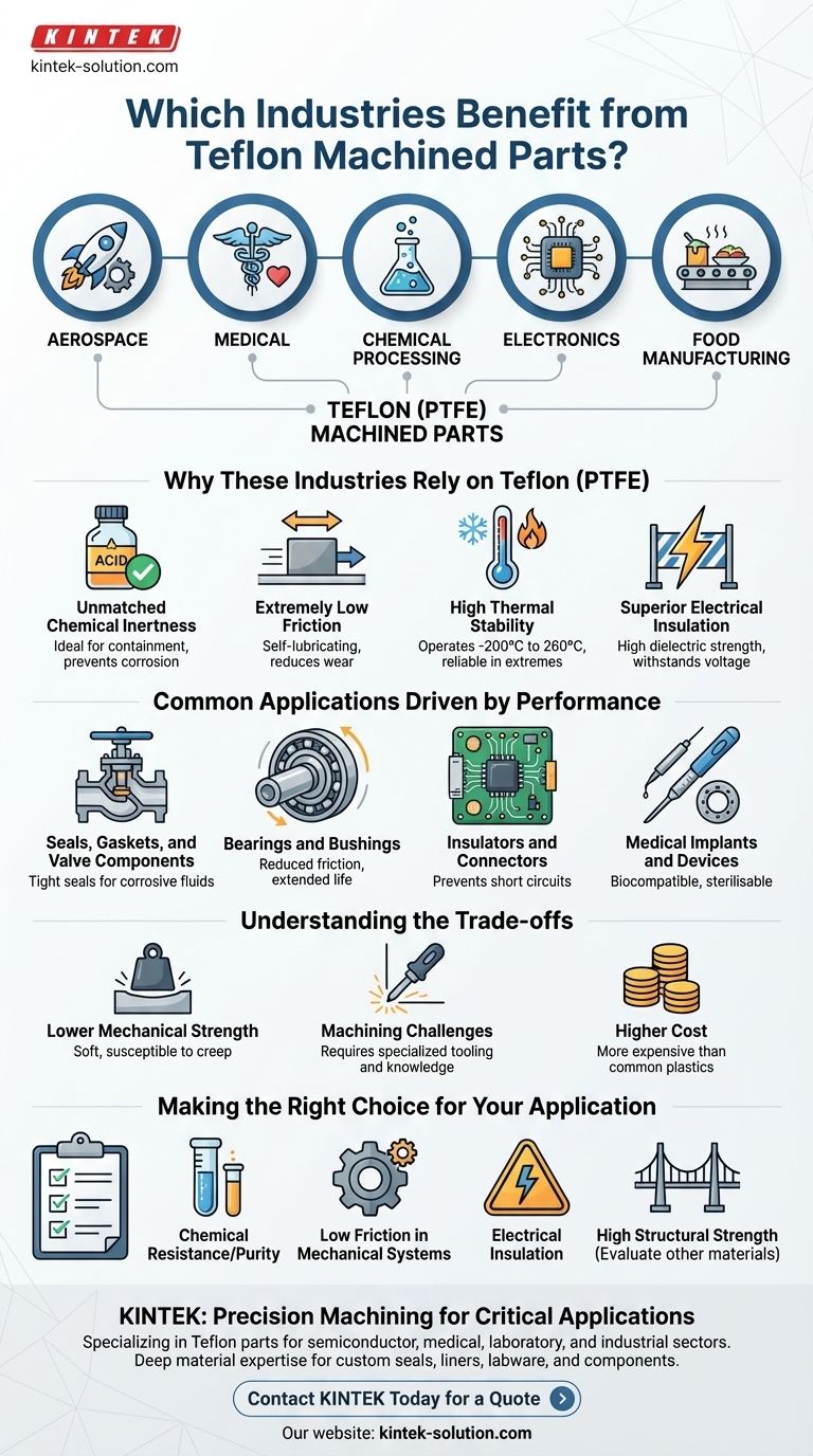 Quais setores se beneficiam de peças usinadas em Teflon? Alcance o Desempenho Máximo em Aplicações Exigentes Guia Visual