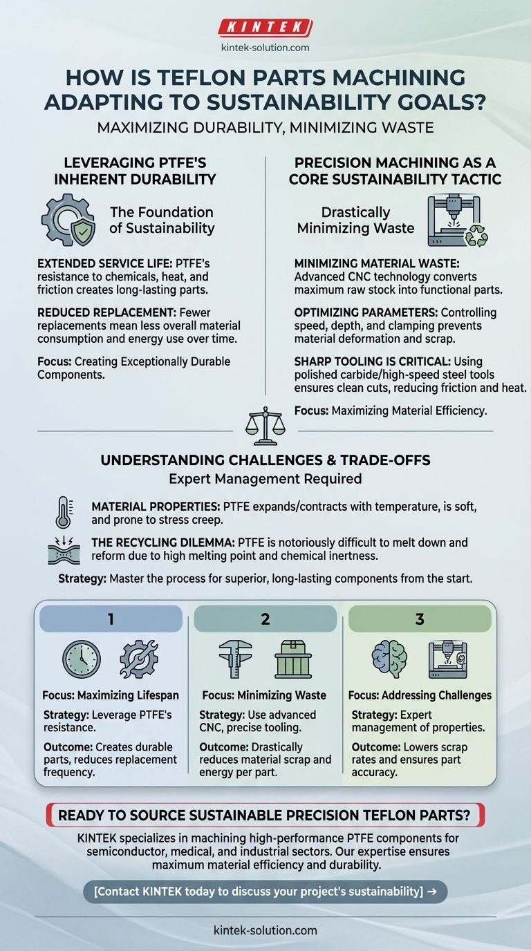 테플론 부품 가공은 지속 가능성 목표에 어떻게 적응하고 있나요? 수명 최대화 및 폐기물 최소화 시각적 가이드