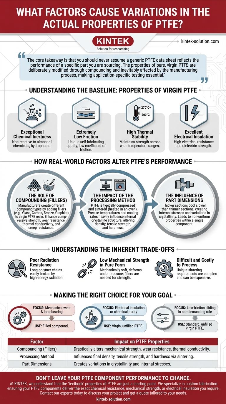 Какие факторы могут вызывать изменения в фактических свойствах ПТФЭ? Не полагайтесь на общие технические характеристики Визуальное руководство