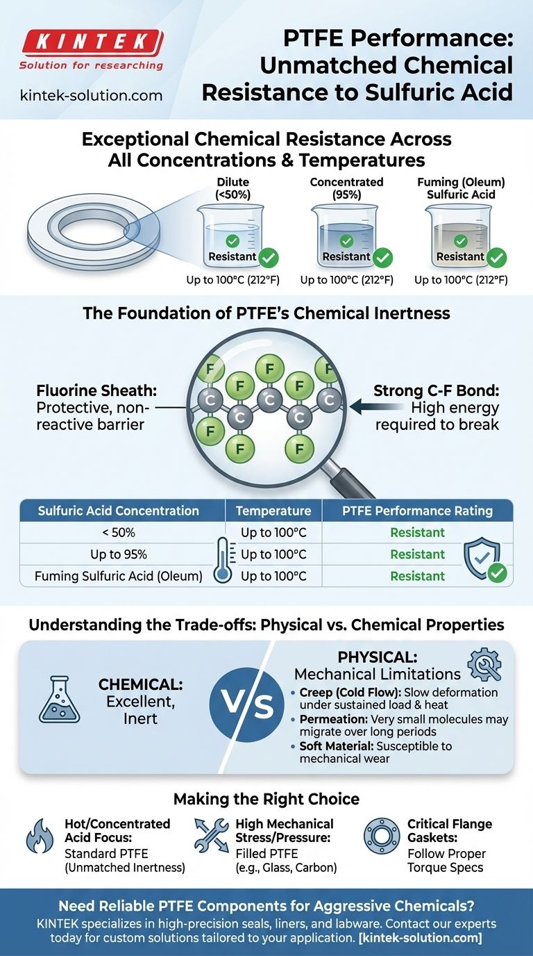 How does PTFE perform when exposed to sulfuric acid? Unmatched Chemical Resistance for Demanding Applications Visual Guide