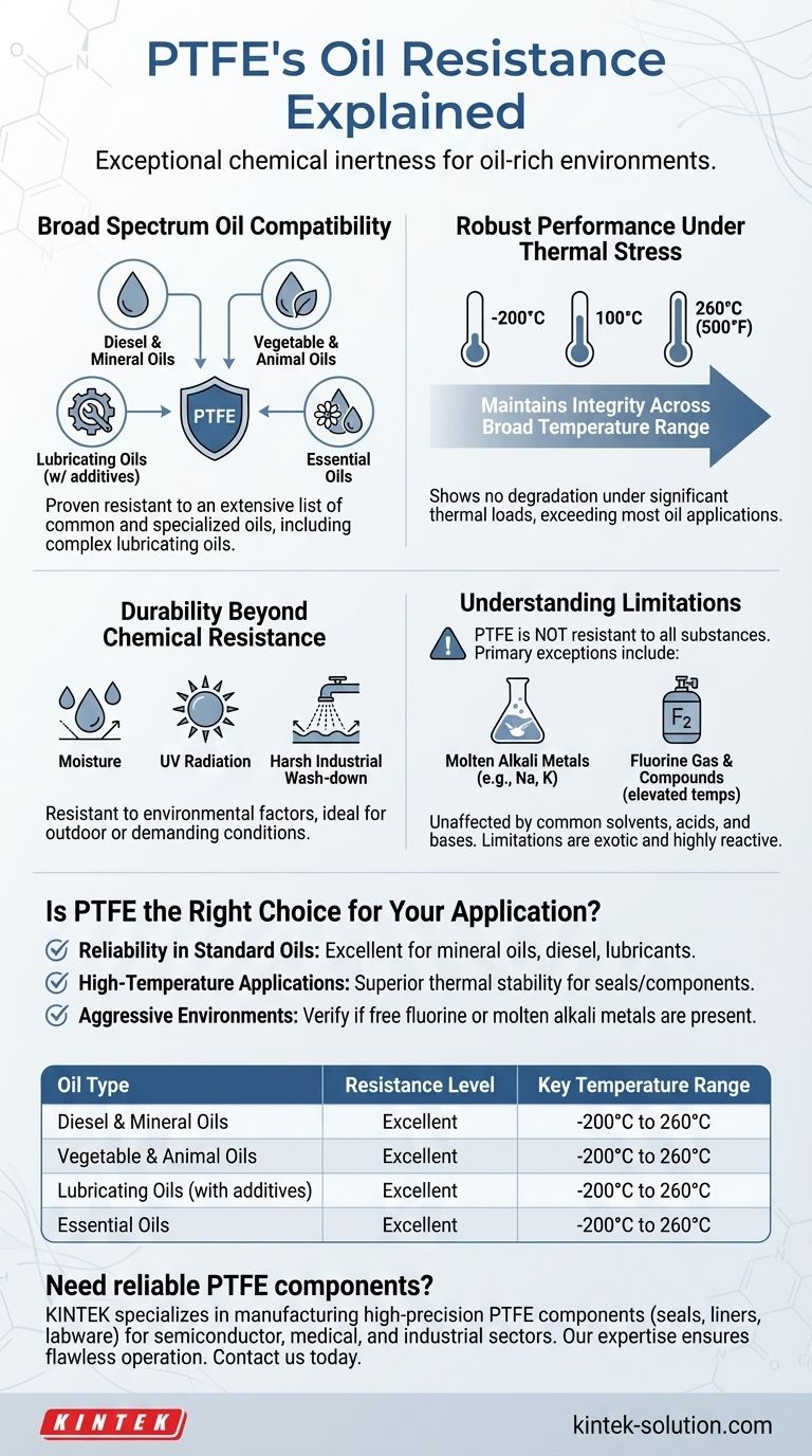 PTFE의 다양한 오일류에 대한 내성은 어떻습니까? 타의 추종을 불허하는 화학적 불활성 확인 시각적 가이드