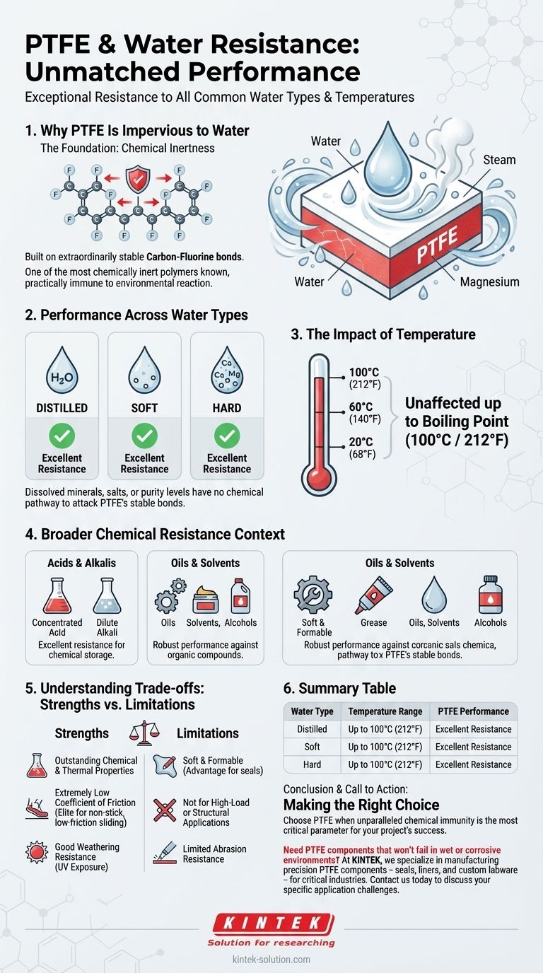 How does PTFE perform when exposed to different types of water? Unmatched Chemical Resistance in Any Aqueous Environment Visual Guide