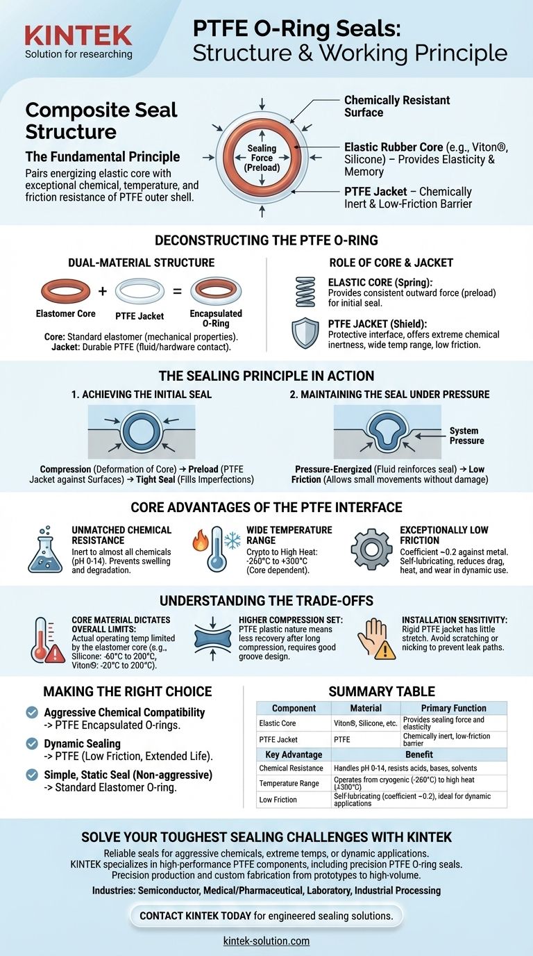 Was ist die grundlegende Struktur und das Funktionsprinzip von PTFE-O-Ring-Dichtungen? Erschließen Sie überragende Dichtungsleistung Visuelle Anleitung