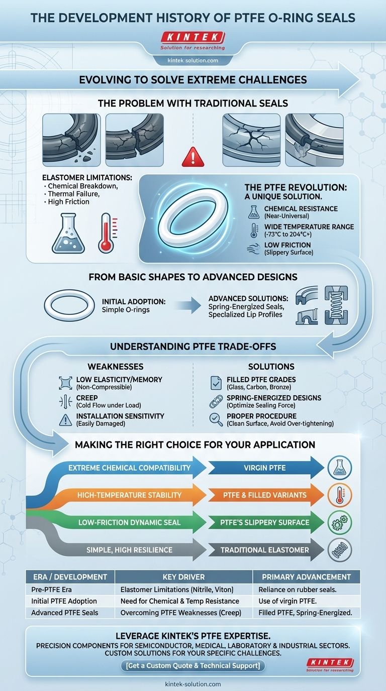 PTFE O-링 씰의 개발 역사는? 단순한 형태에서 고성능 씰까지 시각적 가이드