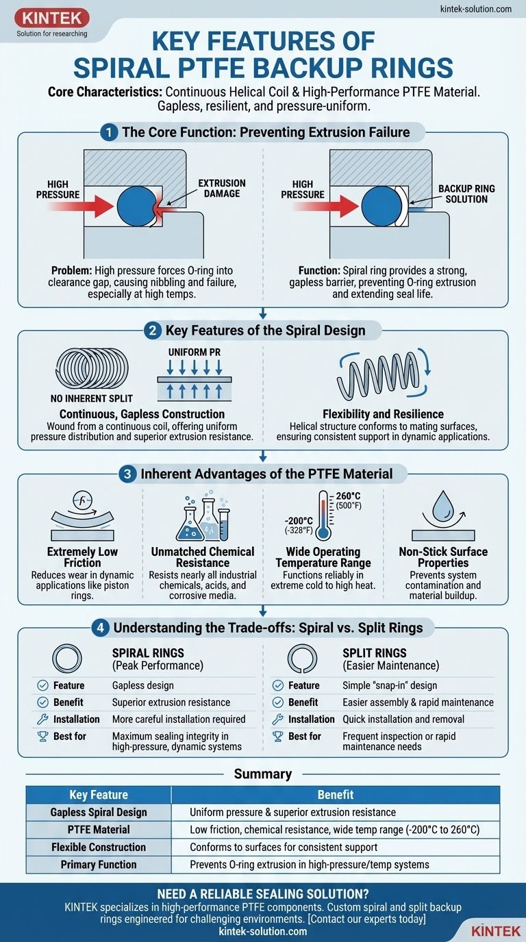나선형 PTFE 백업 링의 주요 특징은 무엇입니까? 고압 씰을 위한 탁월한 압출 방지 시각적 가이드
