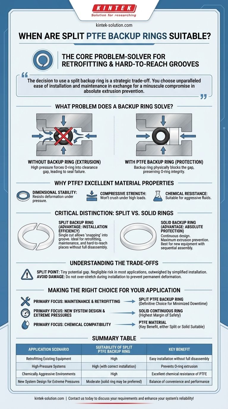 분할 PTFE 백업 링은 언제 특히 적합합니까? 개조 및 고압 씰에 이상적 시각적 가이드