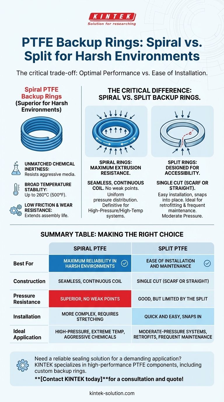 가혹한 환경에 더 적합한 PTFE 백업 링 유형은 무엇입니까? 최대의 신뢰성을 위해 스파이럴 링을 선택하세요 시각적 가이드