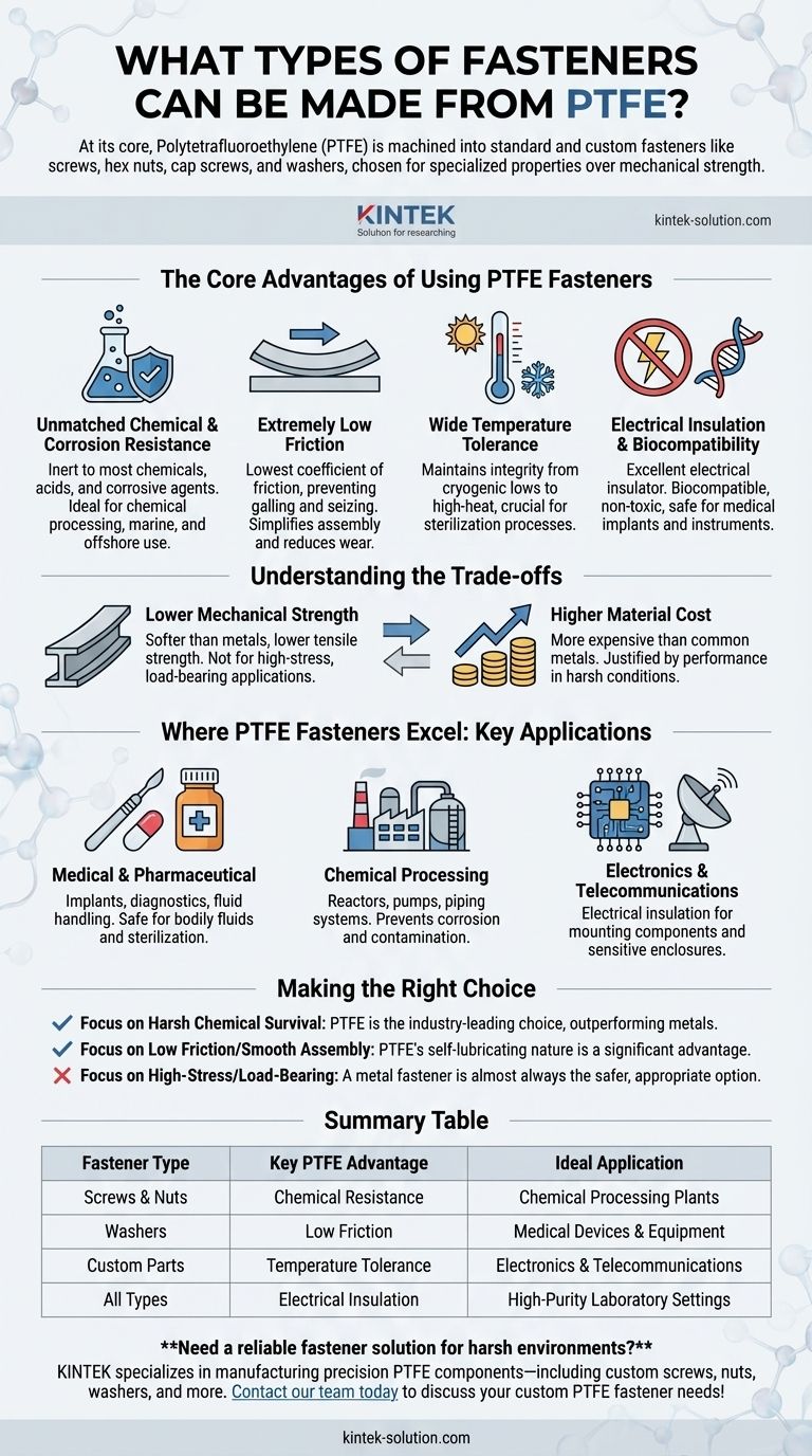 PTFE로 어떤 종류의 패스너를 만들 수 있나요? 내화학성, 저마찰 부품 가이드 시각적 가이드