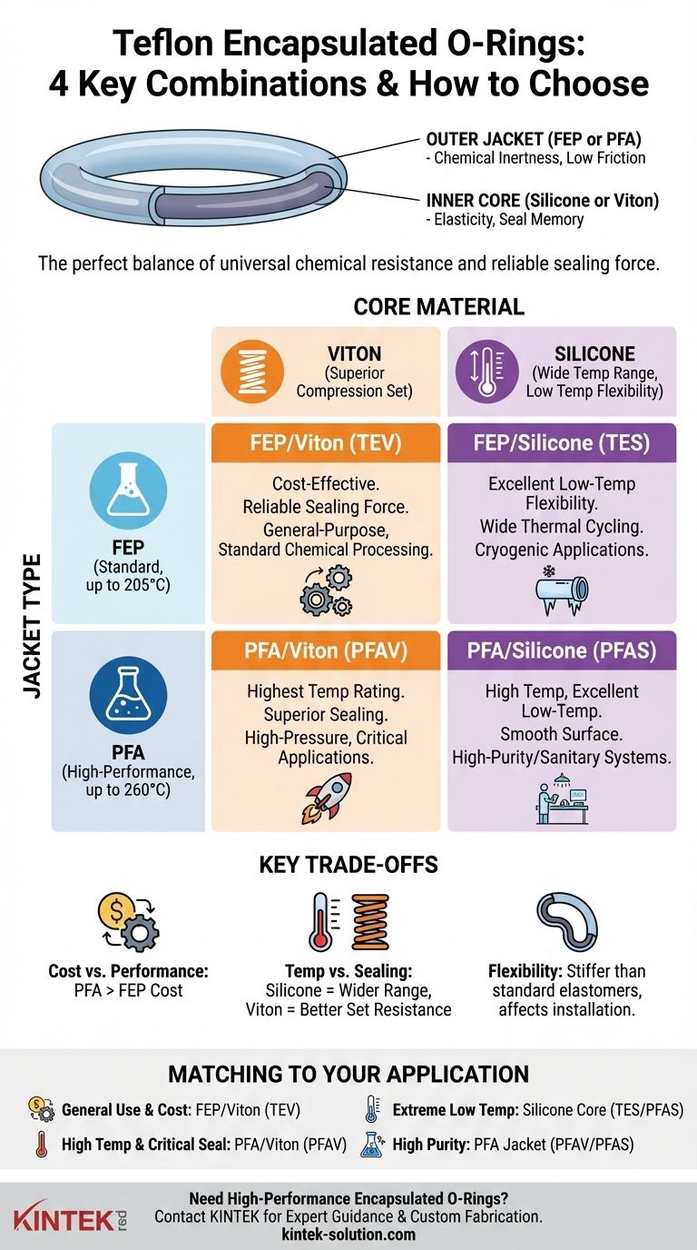 テフロン被覆Oリングに使用されるジャケットタイプとエラストマーの4つの組み合わせは何ですか？アプリケーションに合った適切なシールを選択してください ビジュアルガイド