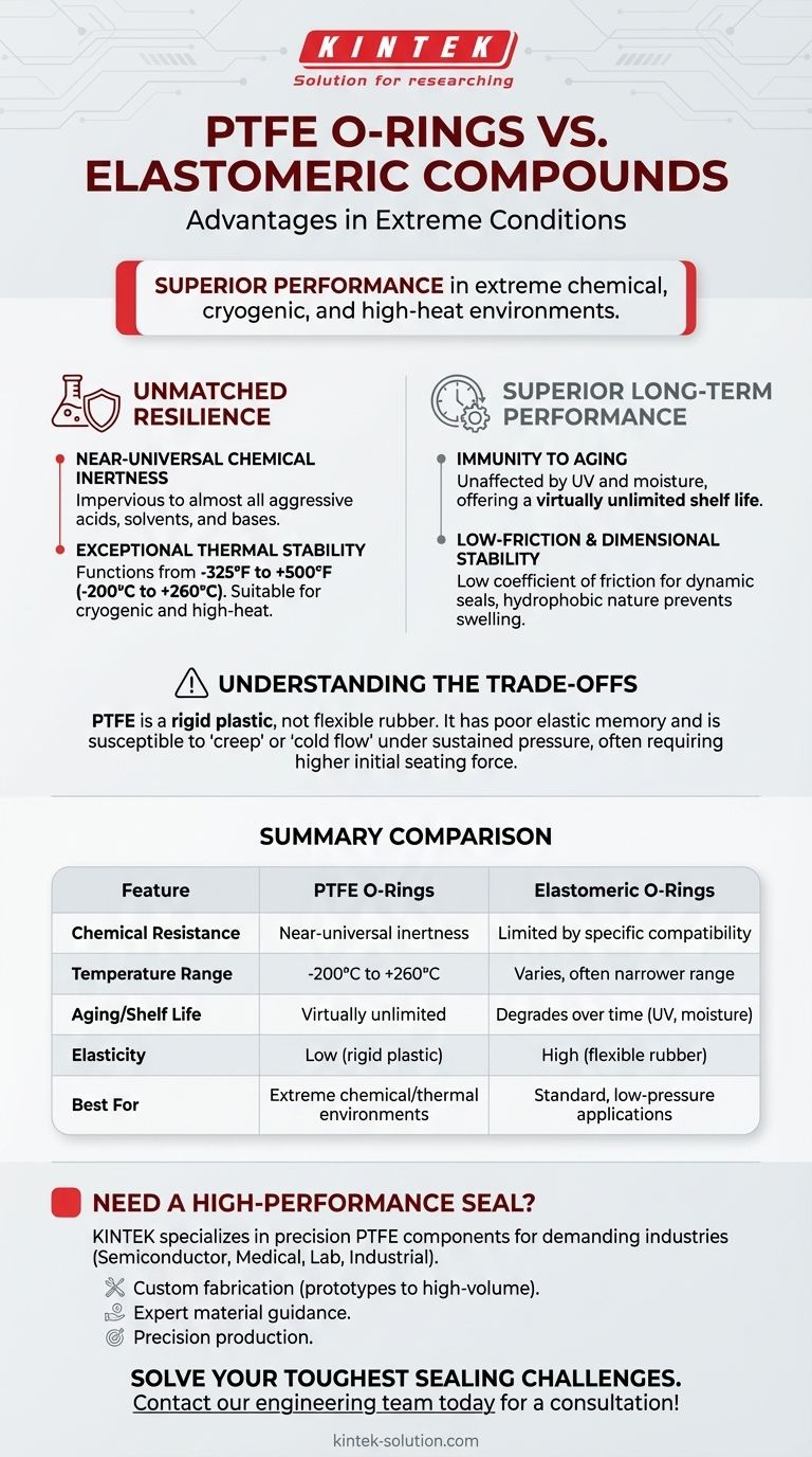 PTFE Oリングとエラストマー系化合物を比較した場合の主な利点は何ですか？極限環境下での優れたシール性 ビジュアルガイド