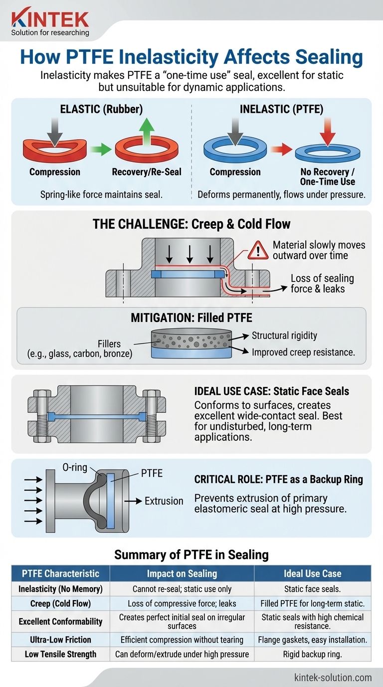 PTFE의 비탄성이 밀봉 적용 분야에 어떤 영향을 미치나요? 신뢰성을 위한 중요한 절충점을 이해하세요 시각적 가이드