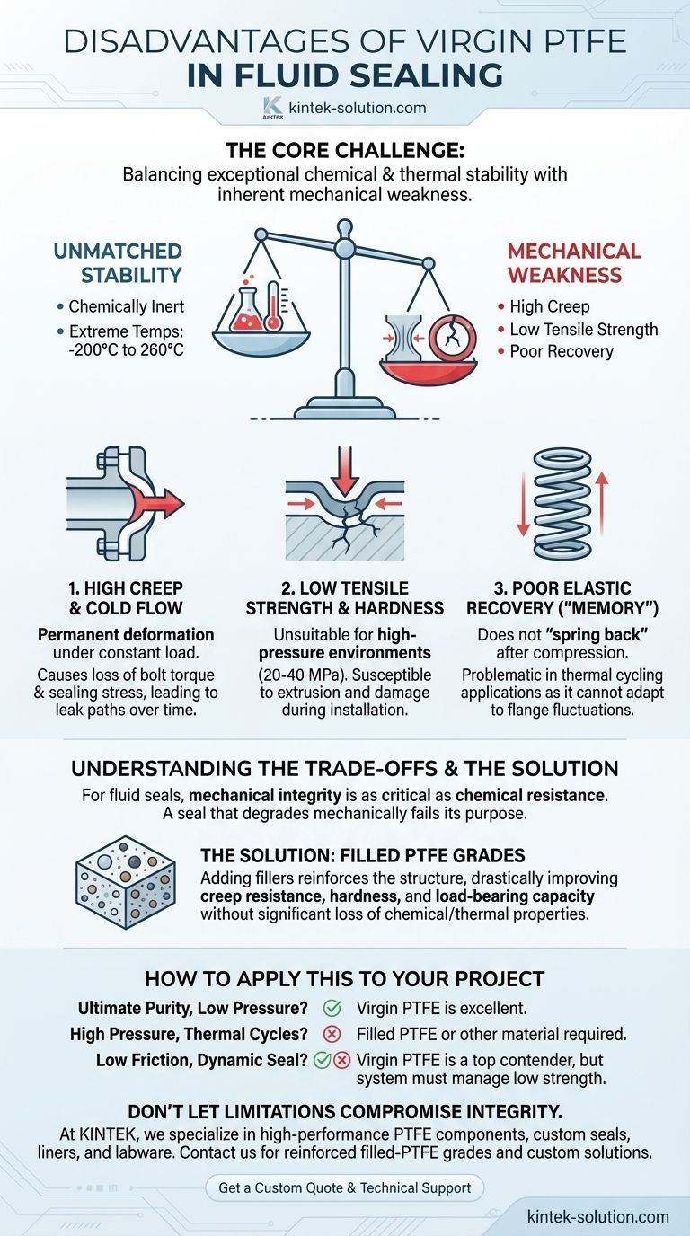 유체 밀봉 응용 분야에서 버진 PTFE 제품의 주요 단점은 무엇입니까? 크리프 및 콜드 플로우 극복 시각적 가이드
