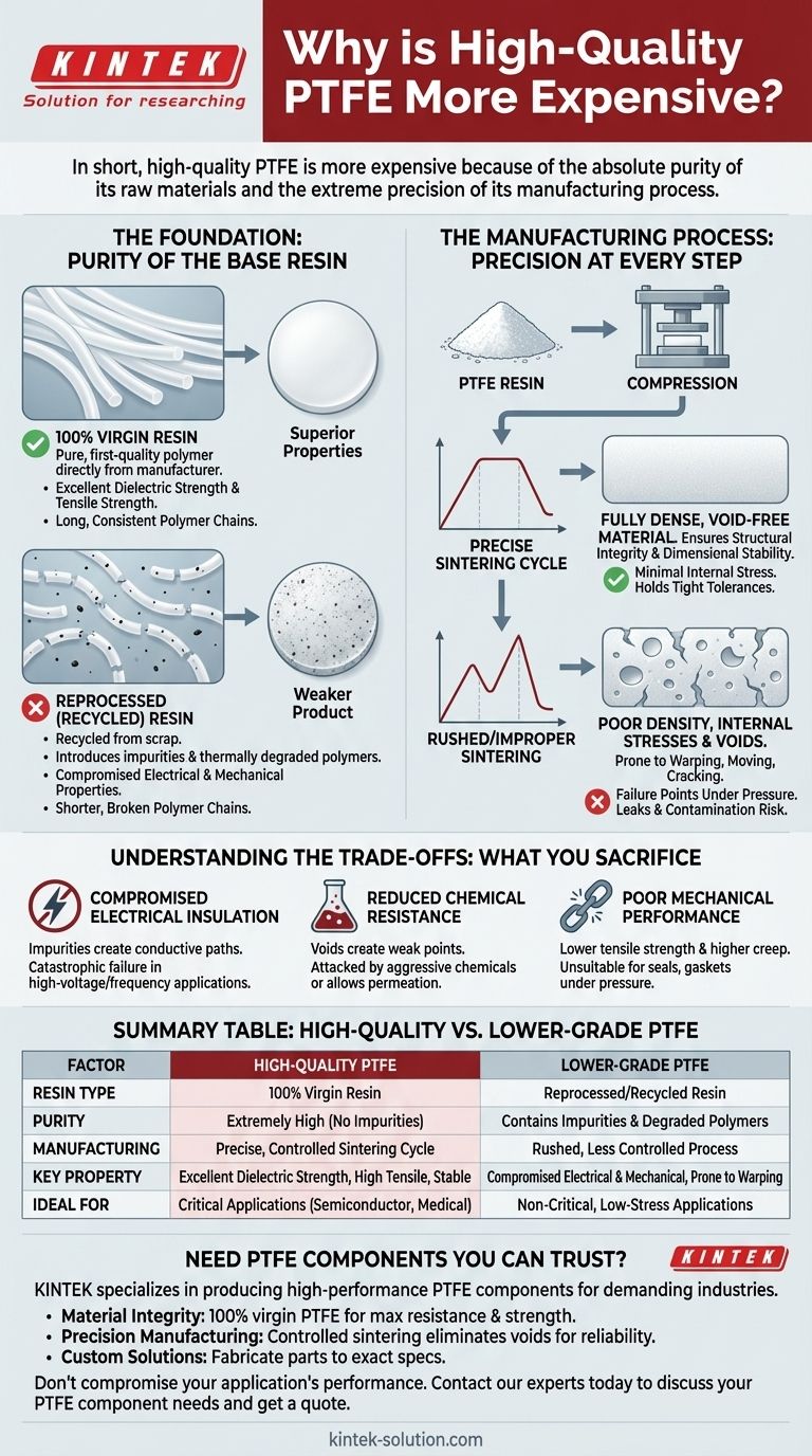 Por que o PTFE de alta qualidade é mais caro? O Papel Crítico da Pureza e da Fabricação de Precisão Guia Visual