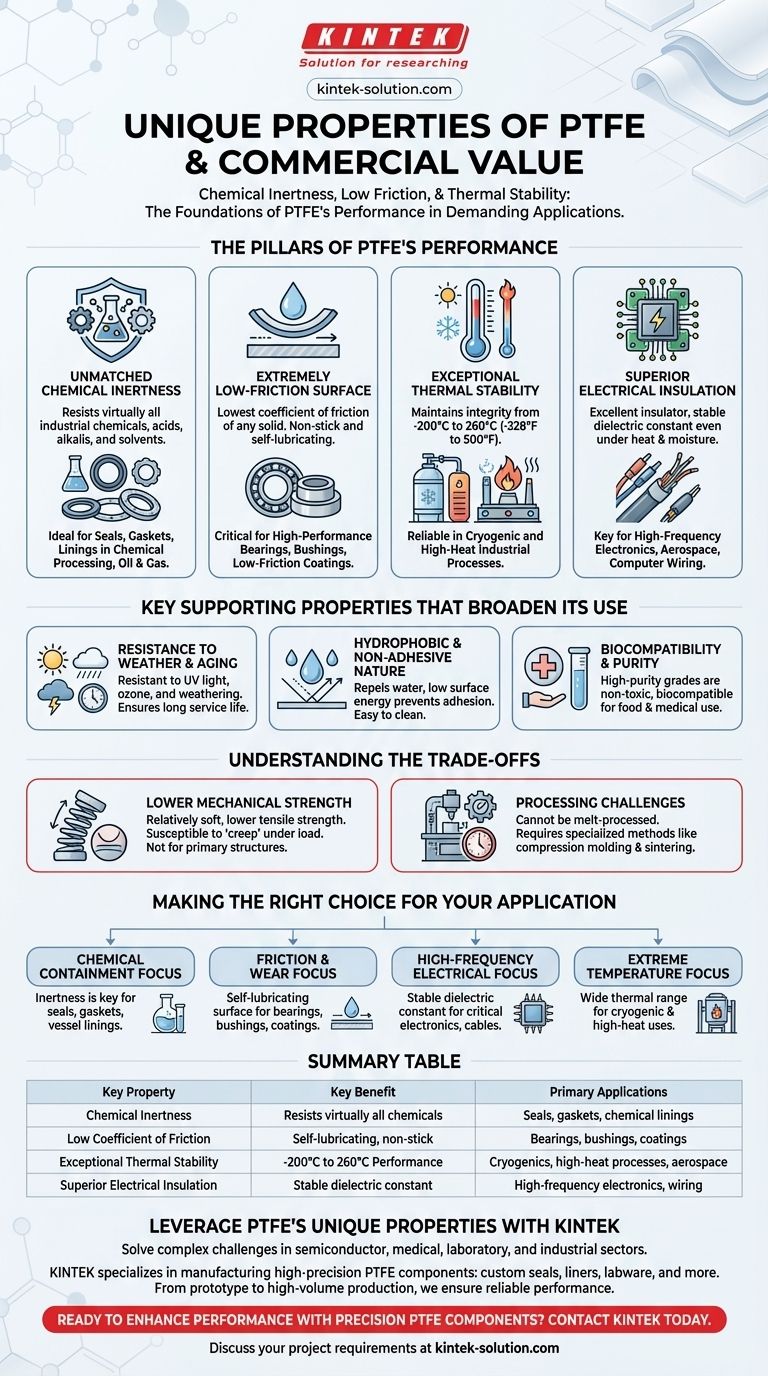 Quelles sont les propriétés uniques du PTFE qui le rendent commercialement précieux ? Débloquez des performances inégalées Guide Visuel