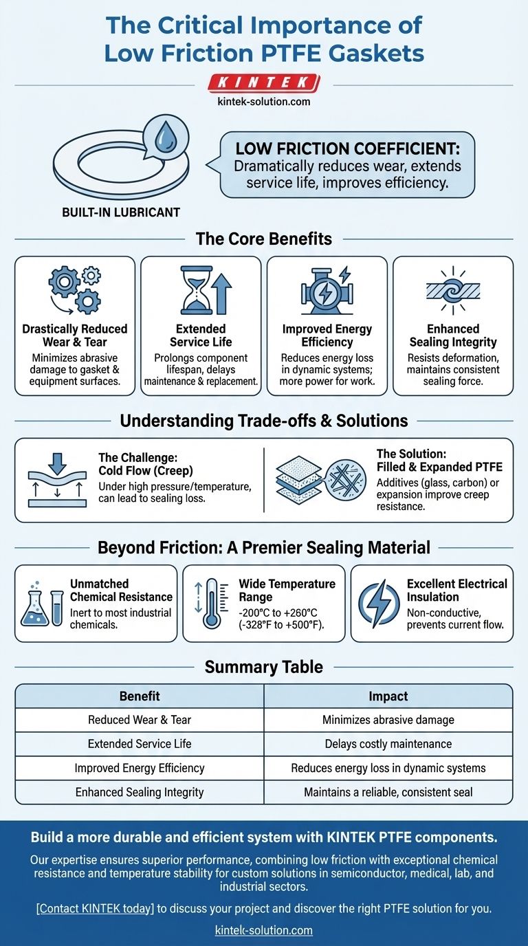 Why is the low friction coefficient of PTFE gaskets important? Key to Durability and Efficiency Visual Guide