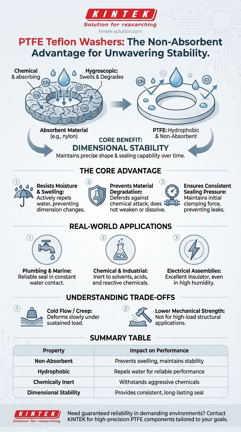 PTFE 테플론 와셔의 비흡수성 특성이 성능에 어떤 영향을 미치나요? 장기적인 밀봉 신뢰성 보장 시각적 가이드