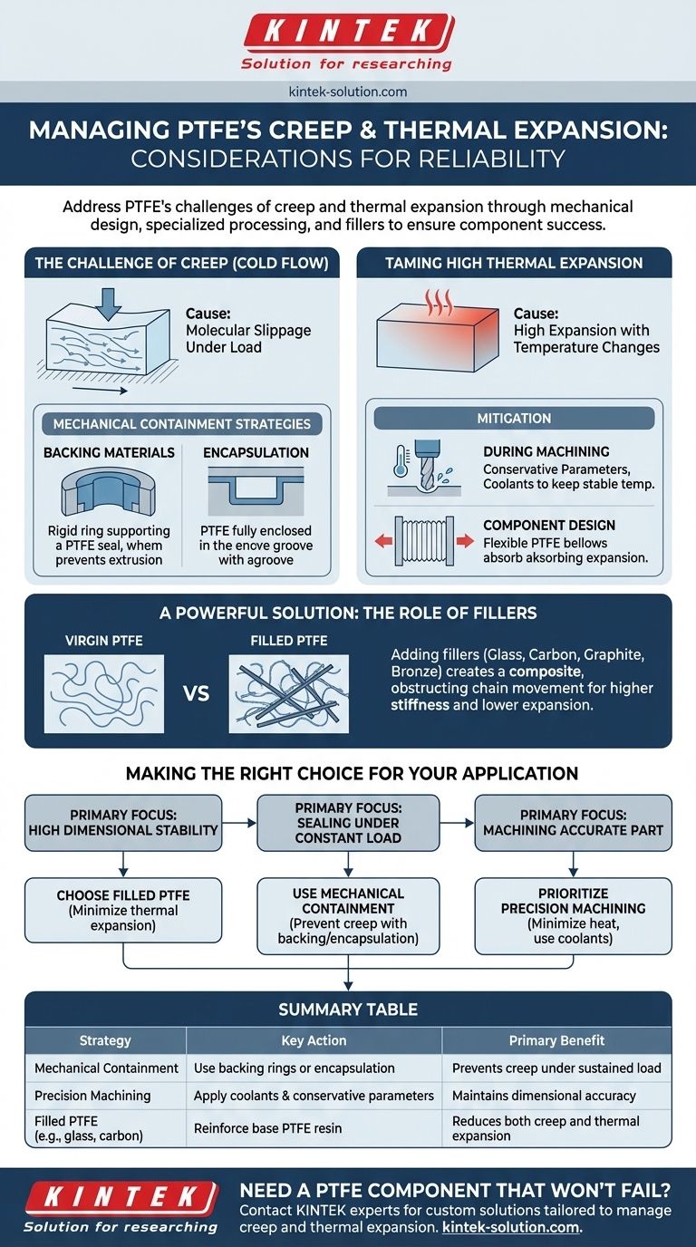 Каковы соображения по управлению ползучестью и термическим расширением ПТФЭ? Обеспечьте стабильность размеров и производительность Визуальное руководство