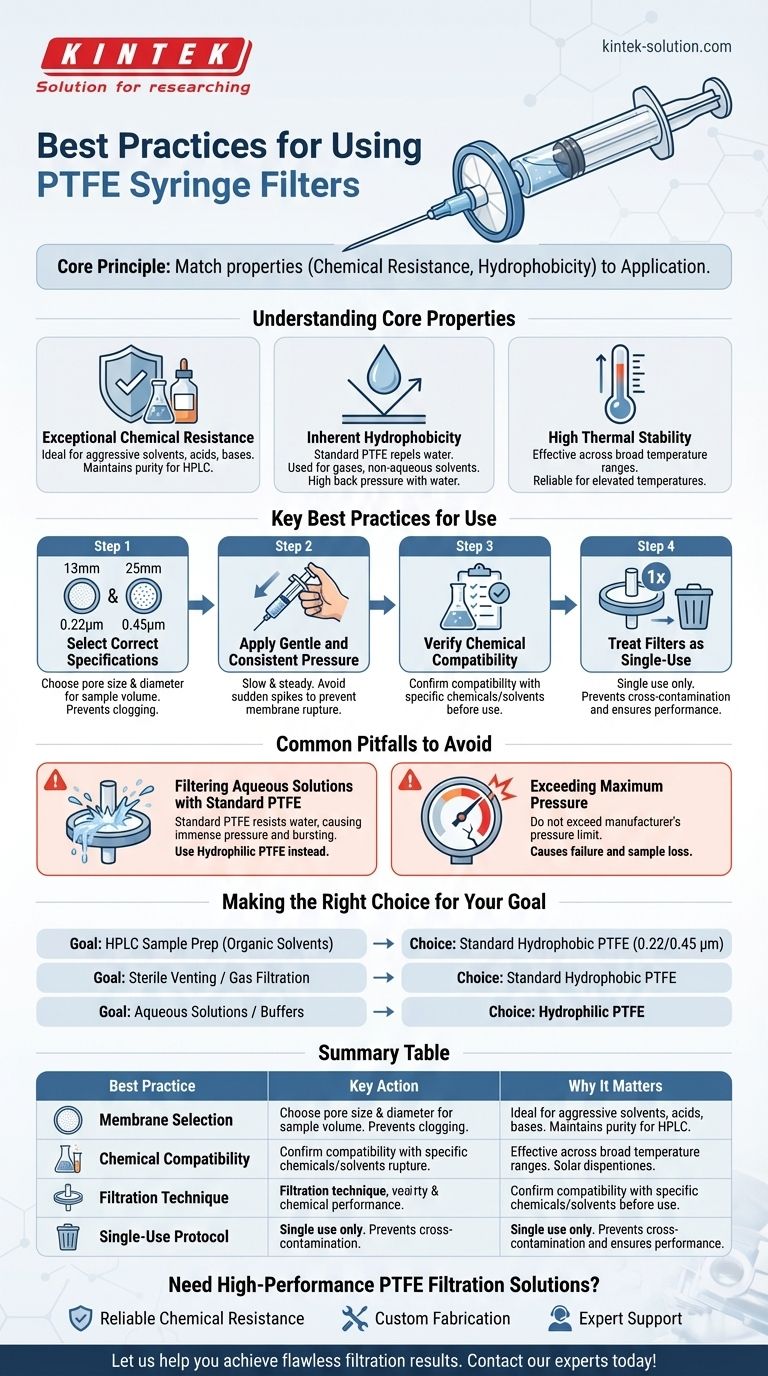 What are the best practices for using PTFE syringe filters? Achieve Pure, Reliable Filtration Visual Guide