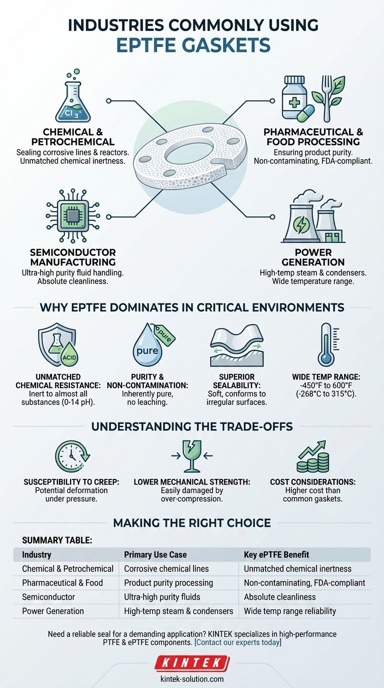 In which industries are EPTFE gaskets commonly used? Critical Sealing Solutions for Demanding Environments Visual Guide
