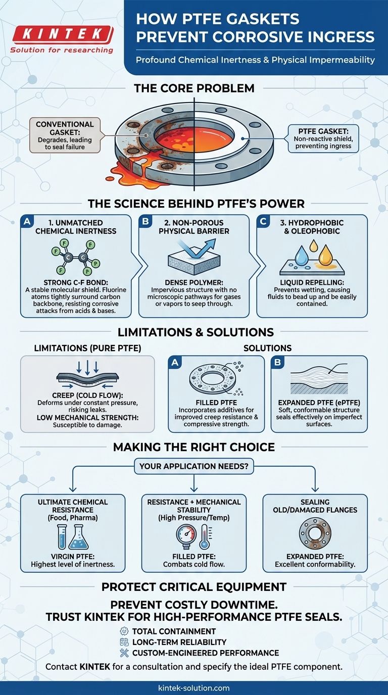 PTFE 개스킷은 부식성 유체가 씰로 유입되는 것을 어떻게 방지합니까? 타의 추종을 불허하는 화학 물질 봉쇄 달성 시각적 가이드