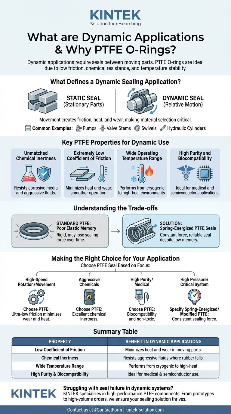 Was sind dynamische Anwendungen und warum sind PTFE-O-Ringe dafür geeignet? Entdecken Sie die Abdichtung mit geringer Reibung und chemischer Beständigkeit Visuelle Anleitung