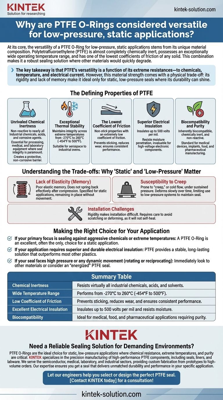 PTFE O-링이 저압, 정적 응용 분야에서 다재다능하다고 여겨지는 이유는 무엇입니까? 뛰어난 내화학성 및 내열성 잠금 해제 시각적 가이드