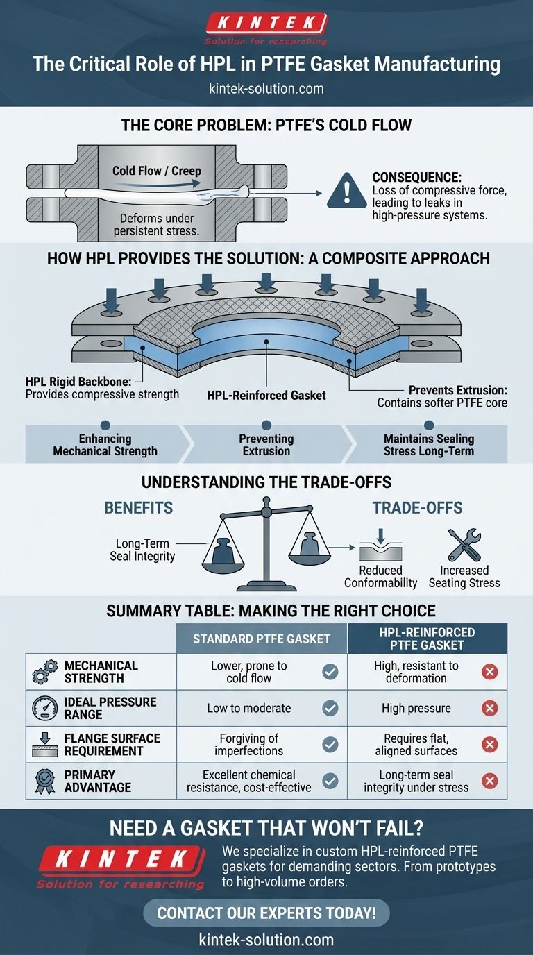 고압 라미네이트(HPL)가 PTFE 개스킷 제조에서 어떤 역할을 합니까? 안정적인 씰링을 위해 콜드 플로우 방지 시각적 가이드