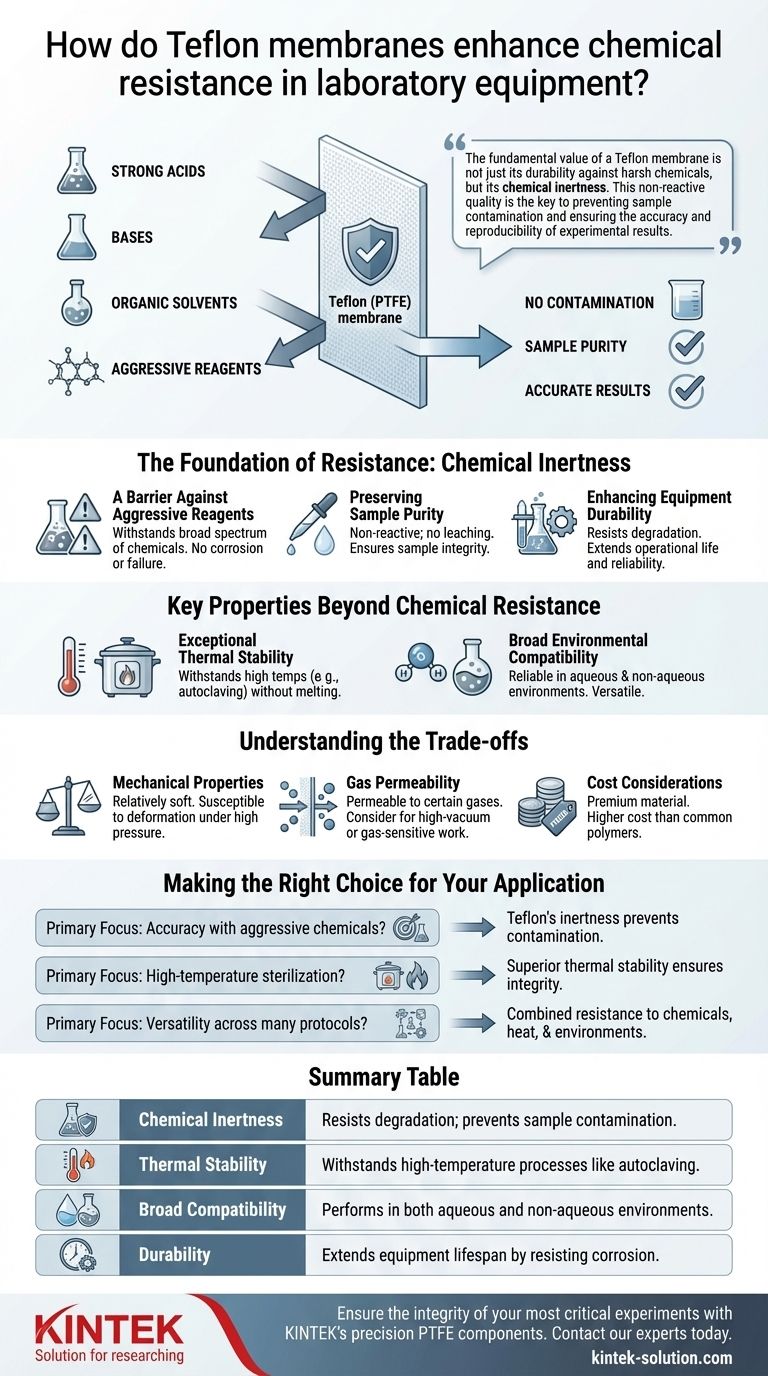 How do Teflon membranes enhance chemical resistance in laboratory equipment? Maximize Purity and Durability Visual Guide