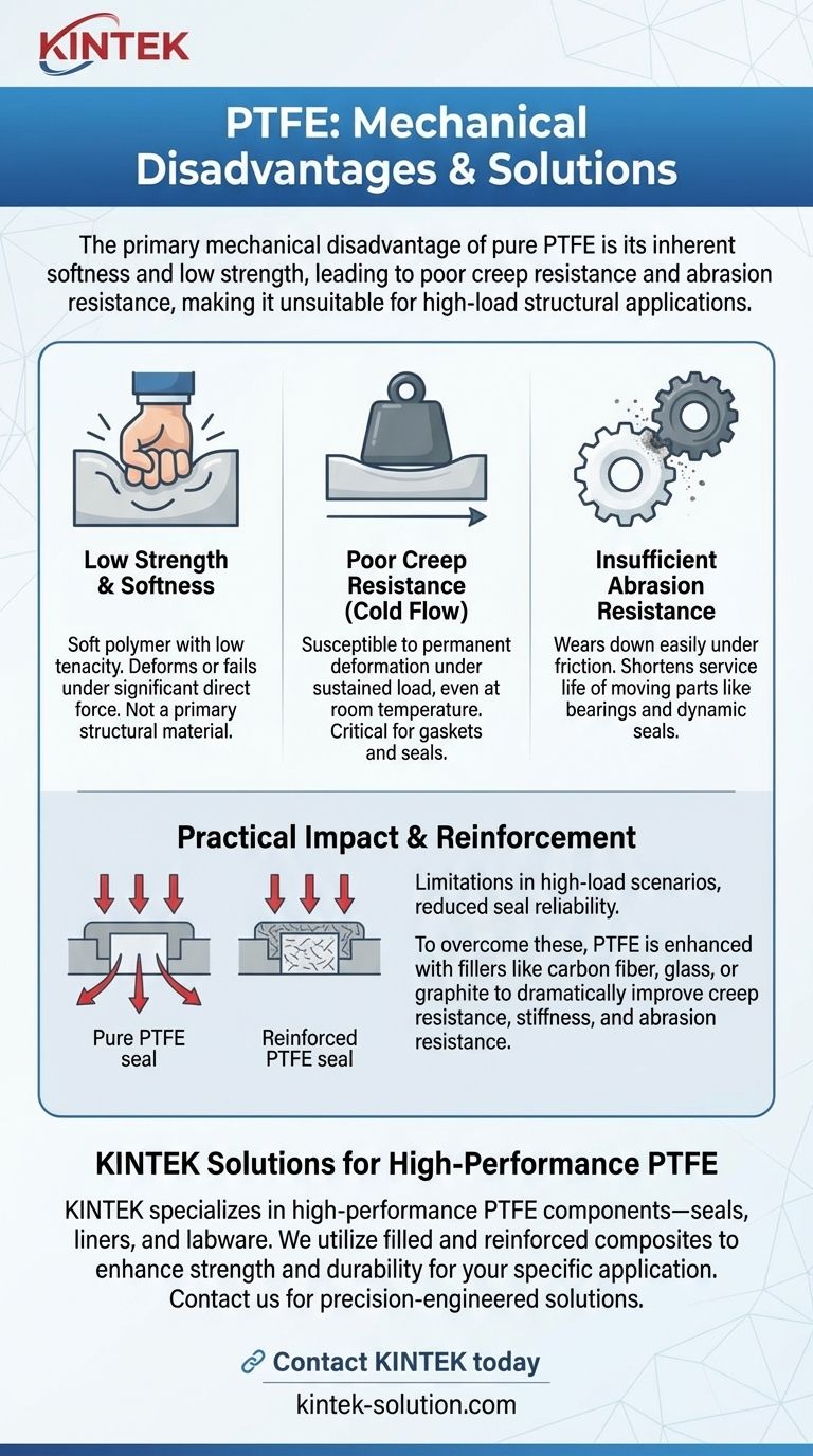¿Cuál es una desventaja del PTFE en términos de resistencia mecánica? Supere su debilidad con soluciones reforzadas Guía Visual
