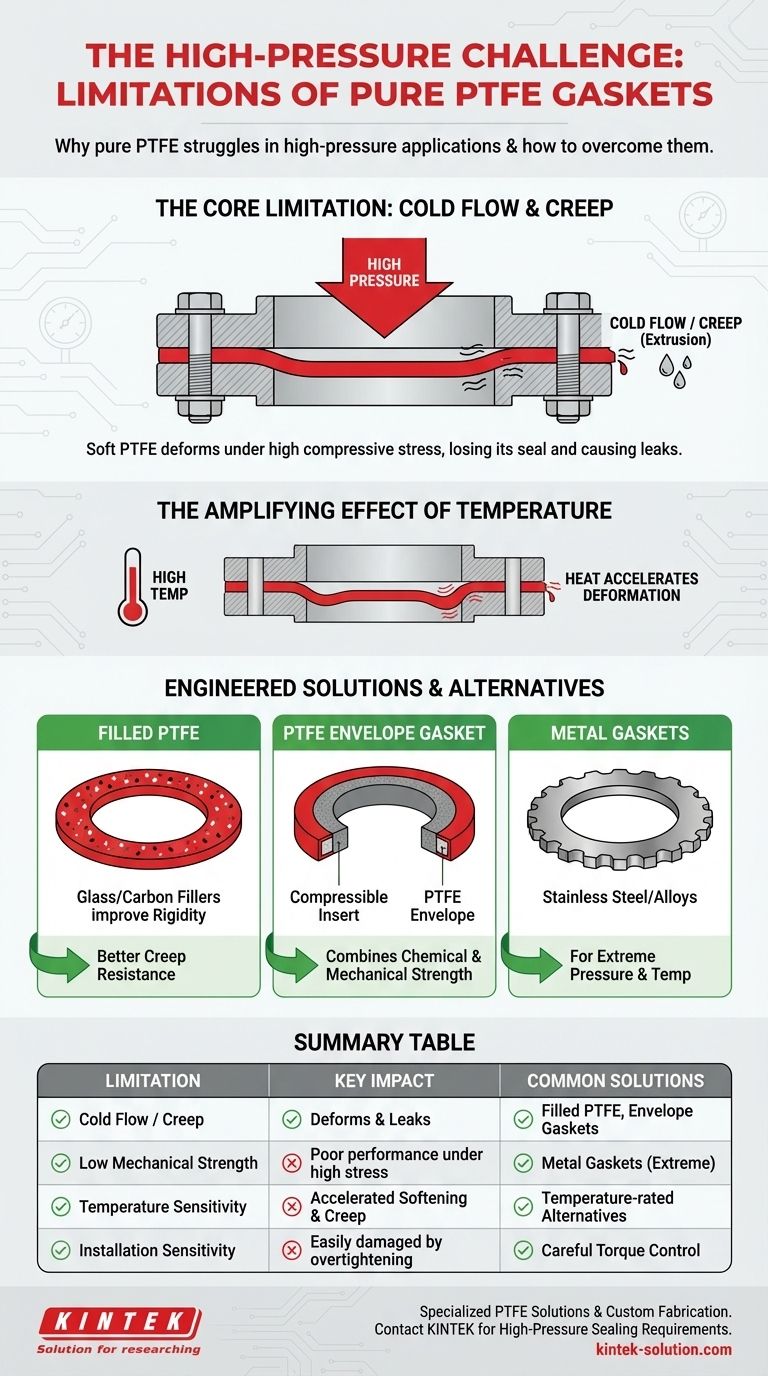 고압 응용 분야에서 PTFE 개스킷의 한계는 무엇인가요? 콜드 플로우 및 크리프 문제 극복하기 시각적 가이드