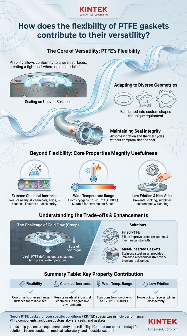 PTFE 개스킷의 유연성은 다용도성에 어떻게 기여합니까? 불완전한 표면을 쉽게 밀봉 시각적 가이드
