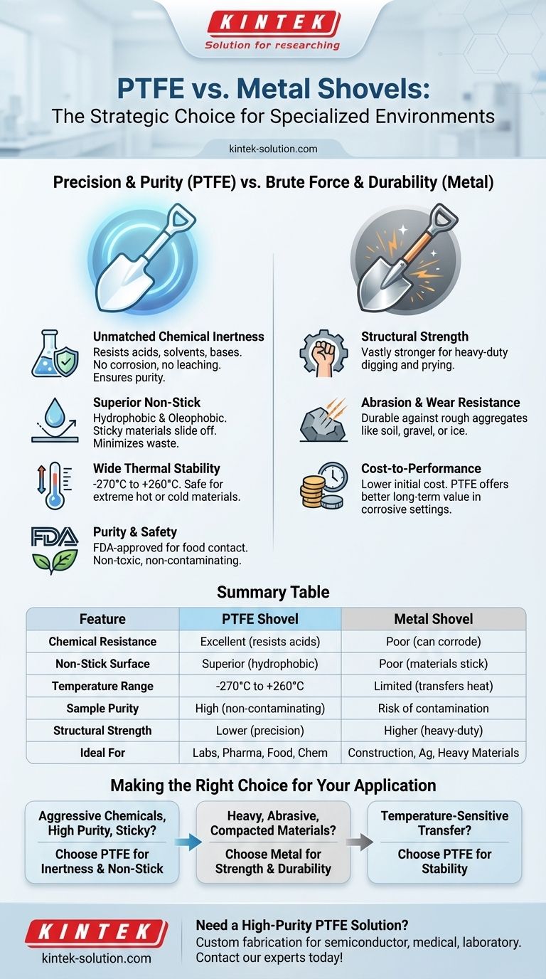 What are the advantages of PTFE shovels over metal shovels? Precision Handling for Sensitive Materials Visual Guide
