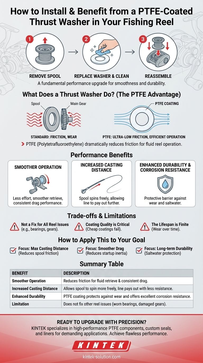낚싯대 릴에 PTFE 코팅 스러스트 와셔를 설치하는 방법은 무엇입니까? 캐스팅을 더 부드럽게 하고 더 먼 거리를 위한 간단한 업그레이드 시각적 가이드