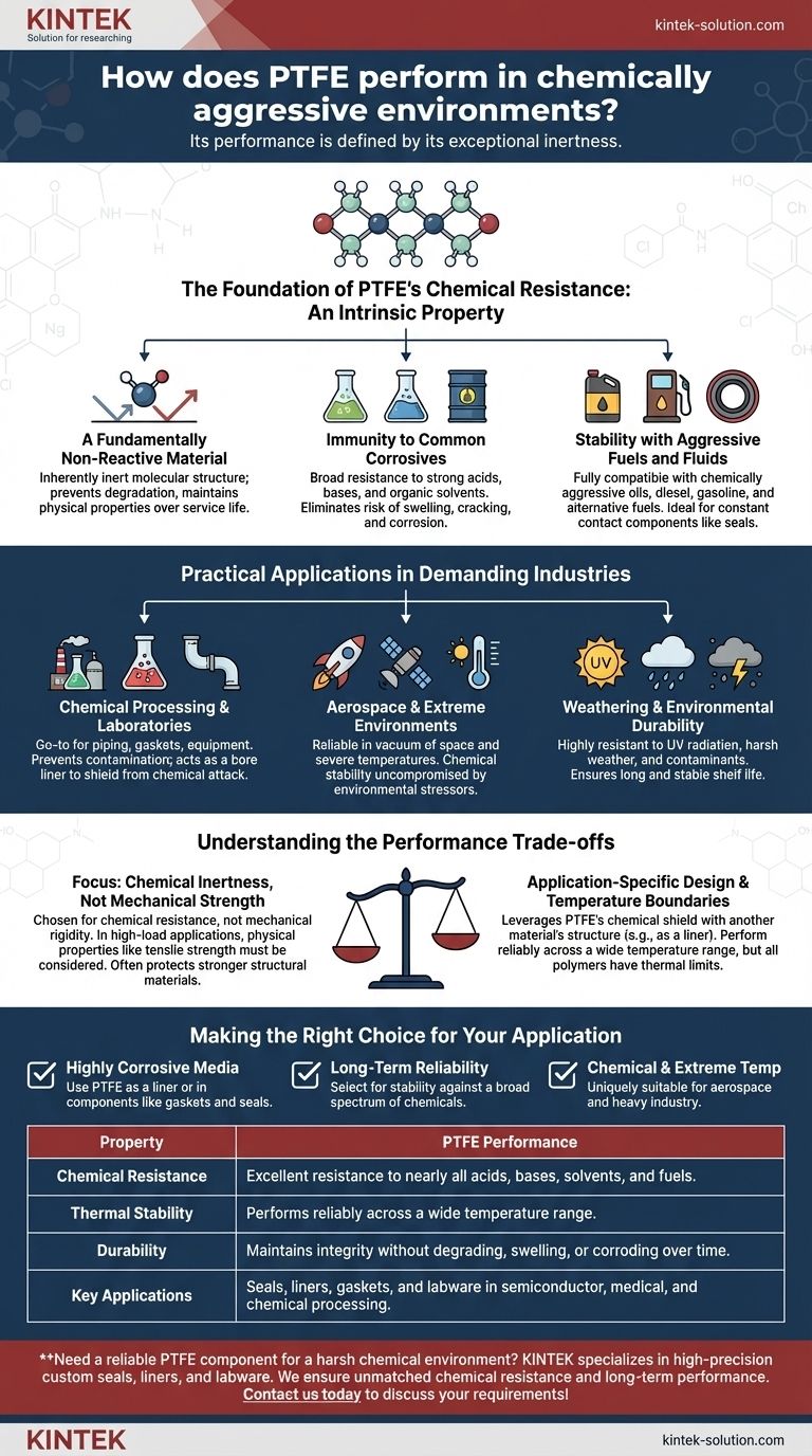 Wie verhält sich PTFE in chemisch aggressiven Umgebungen? Unübertroffene chemische Beständigkeit für anspruchsvolle Anwendungen Visuelle Anleitung