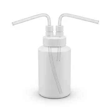 Botella de Lavado de Gases de PTFE Personalizada, Recipiente de Absorción Química Resistente a la Corrosión con Conexiones de Tubo de Cuarto de Pulgada