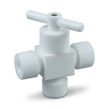 Válvula PTFE Personalizada 2 Vías 3 Vías Resistente a la Corrosión de Bajo Antecedente Fluoropolímero Vírgen Control de Fluidos Industriales